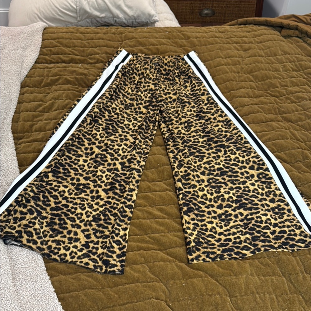 Norma Kamala leopard wide leg track pants size XS free people